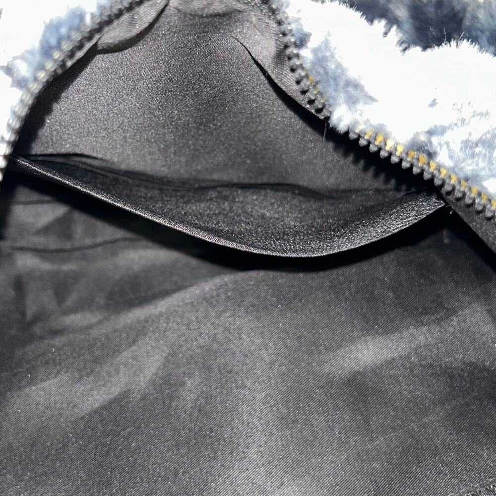 Y2K Blue-Gray Faux Fur Shoulder Bag Plush Ribbed Textured Soft Purse Unbranded - Picture 8 of 12